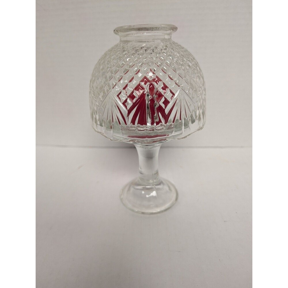 Vintage PartyLite Clearview Fairy Lamp Pedestal Clear Glass Diamond Point